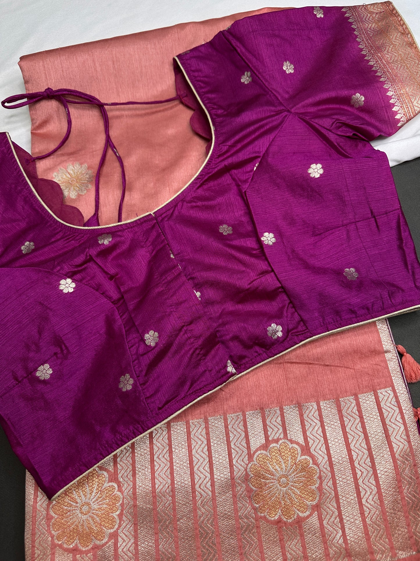 Raw Mango Peach Pink Saree - 