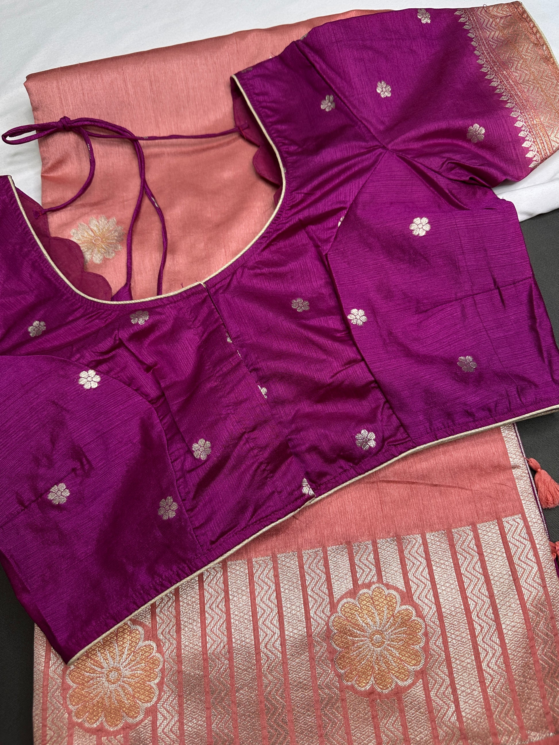 Raw Mango Peach Pink Saree - 