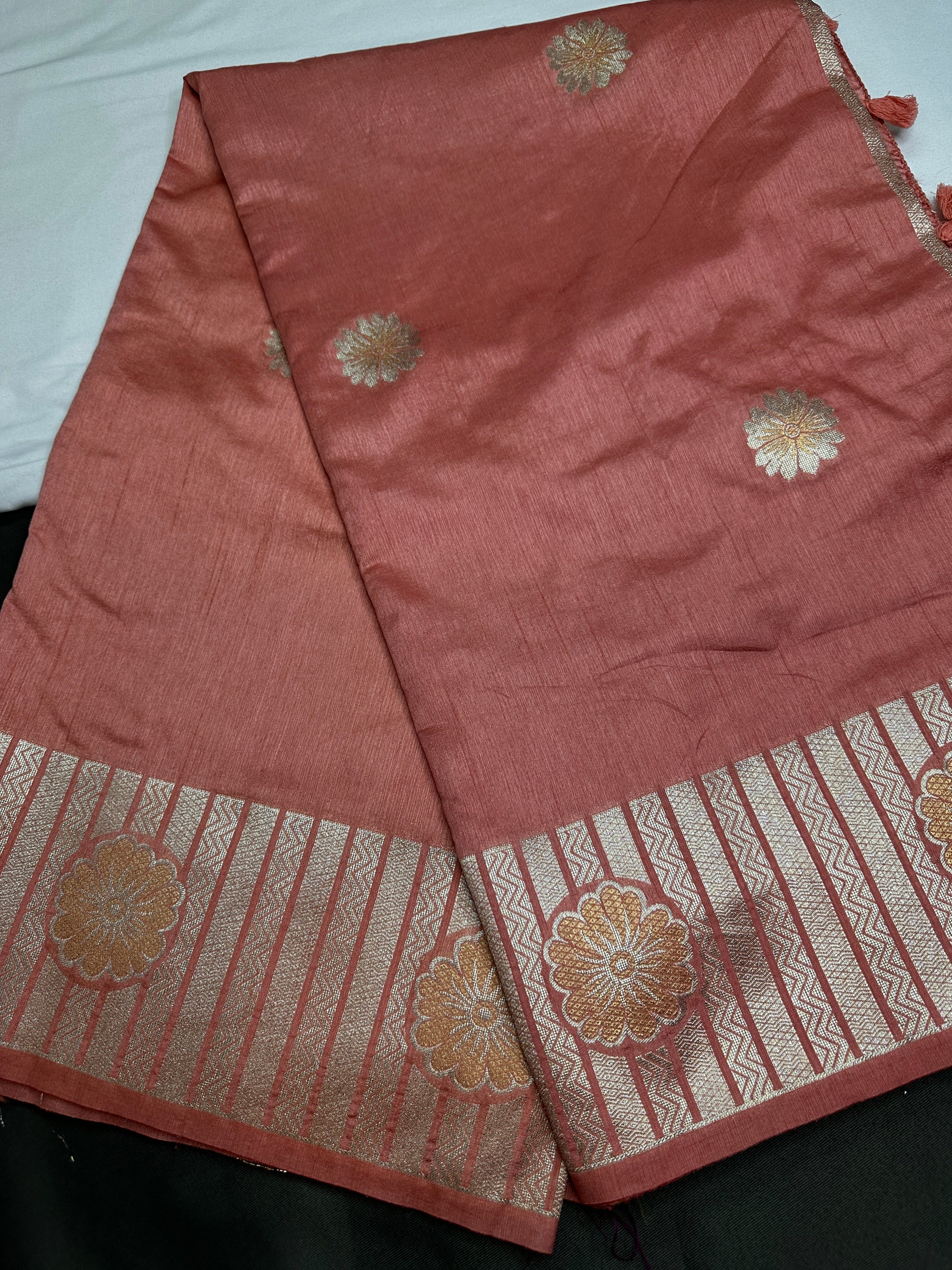 Raw Mango Peach Pink Saree - 