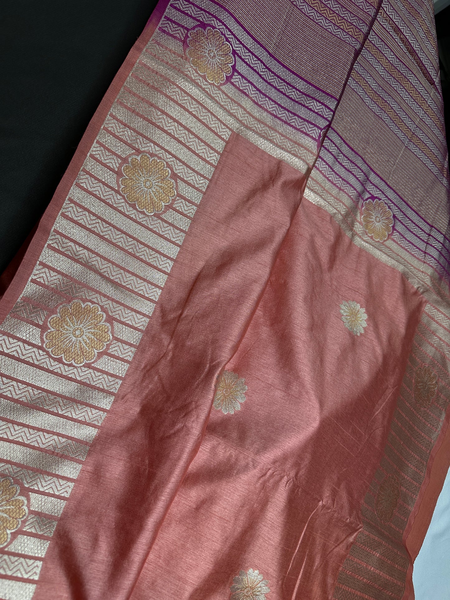 Raw Mango Peach Pink Saree - 