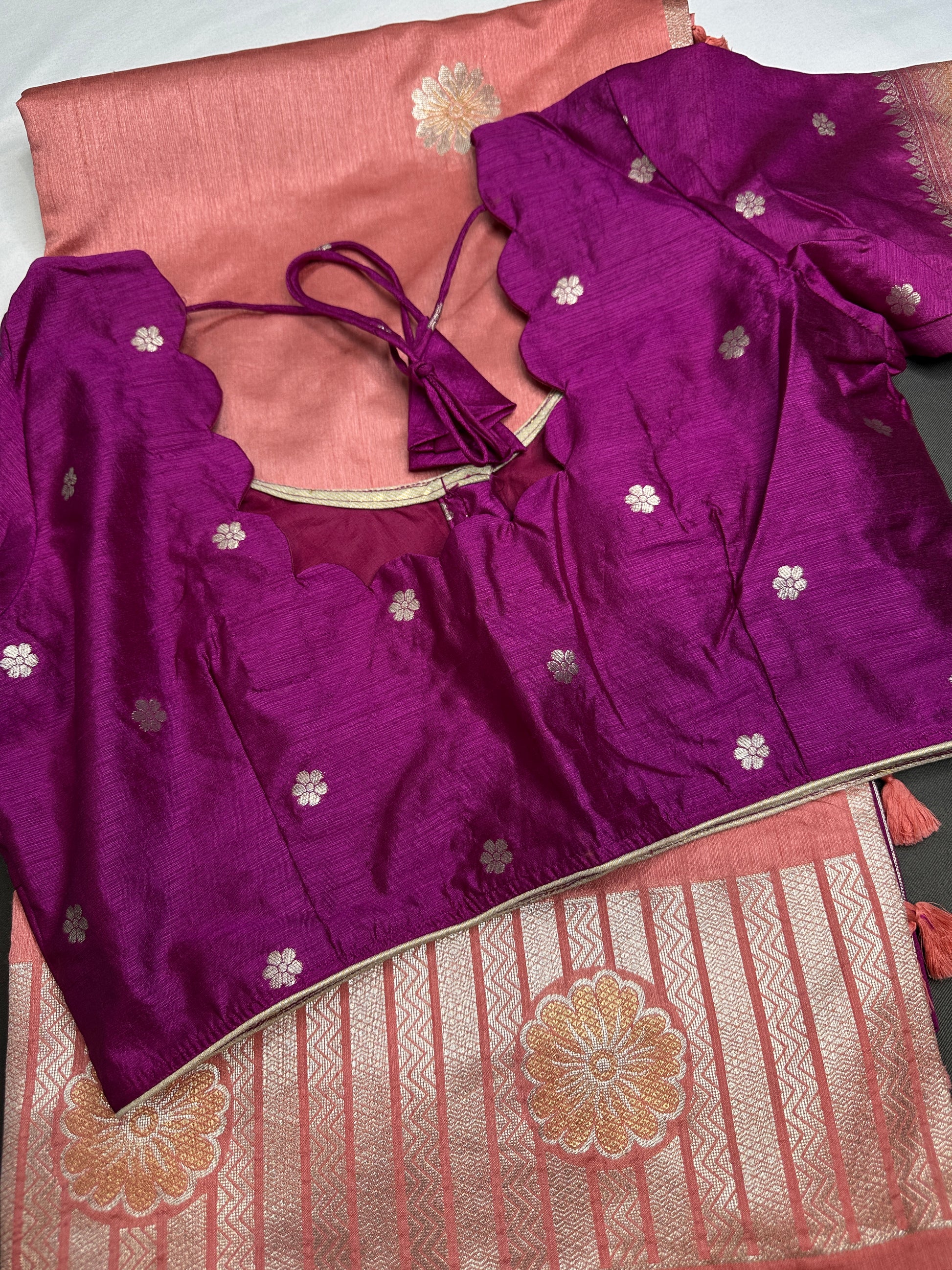 Raw Mango Peach Pink Saree - 