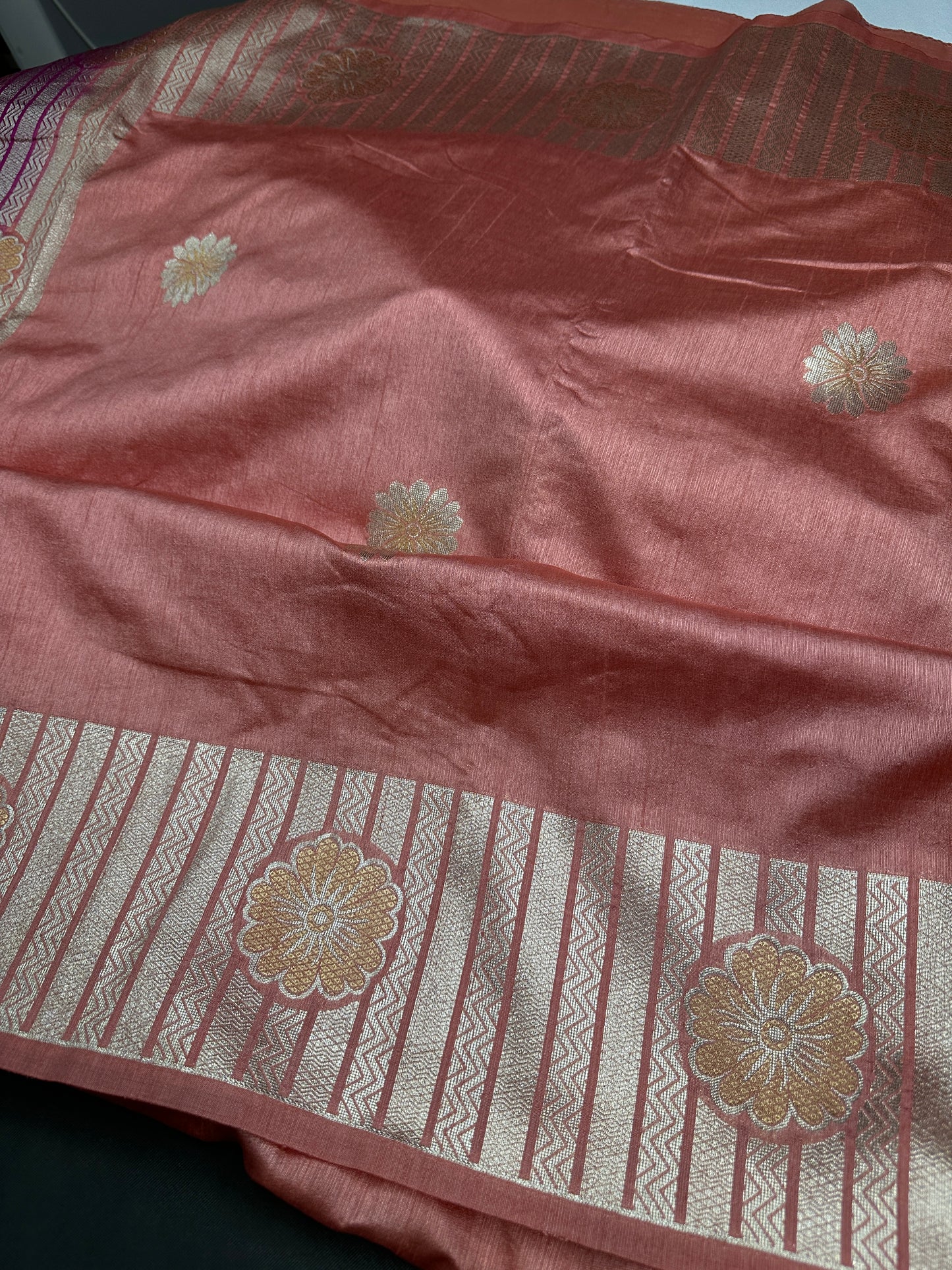 Raw Mango Peach Pink Saree - 