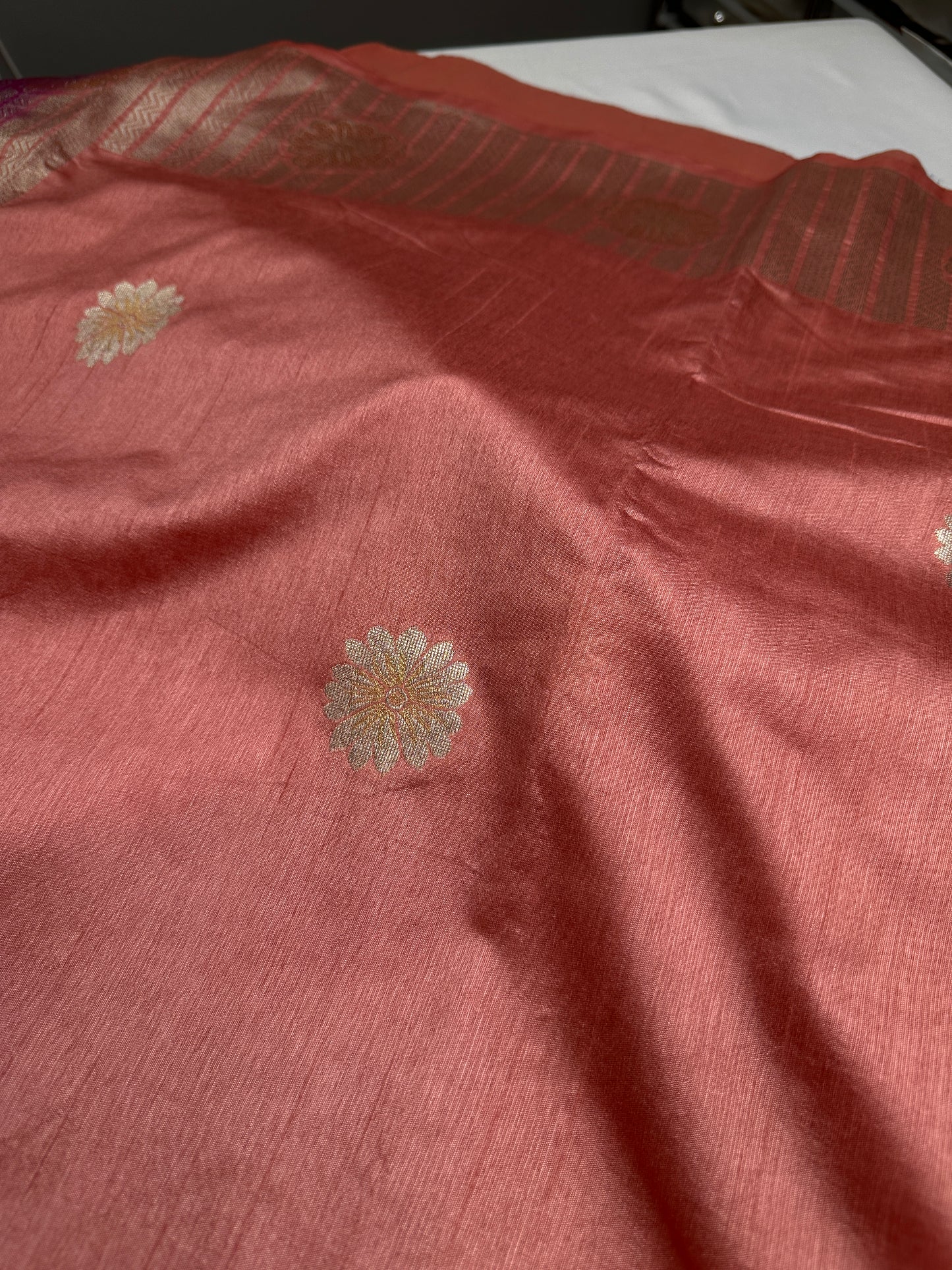Raw Mango Peach Pink Saree - 