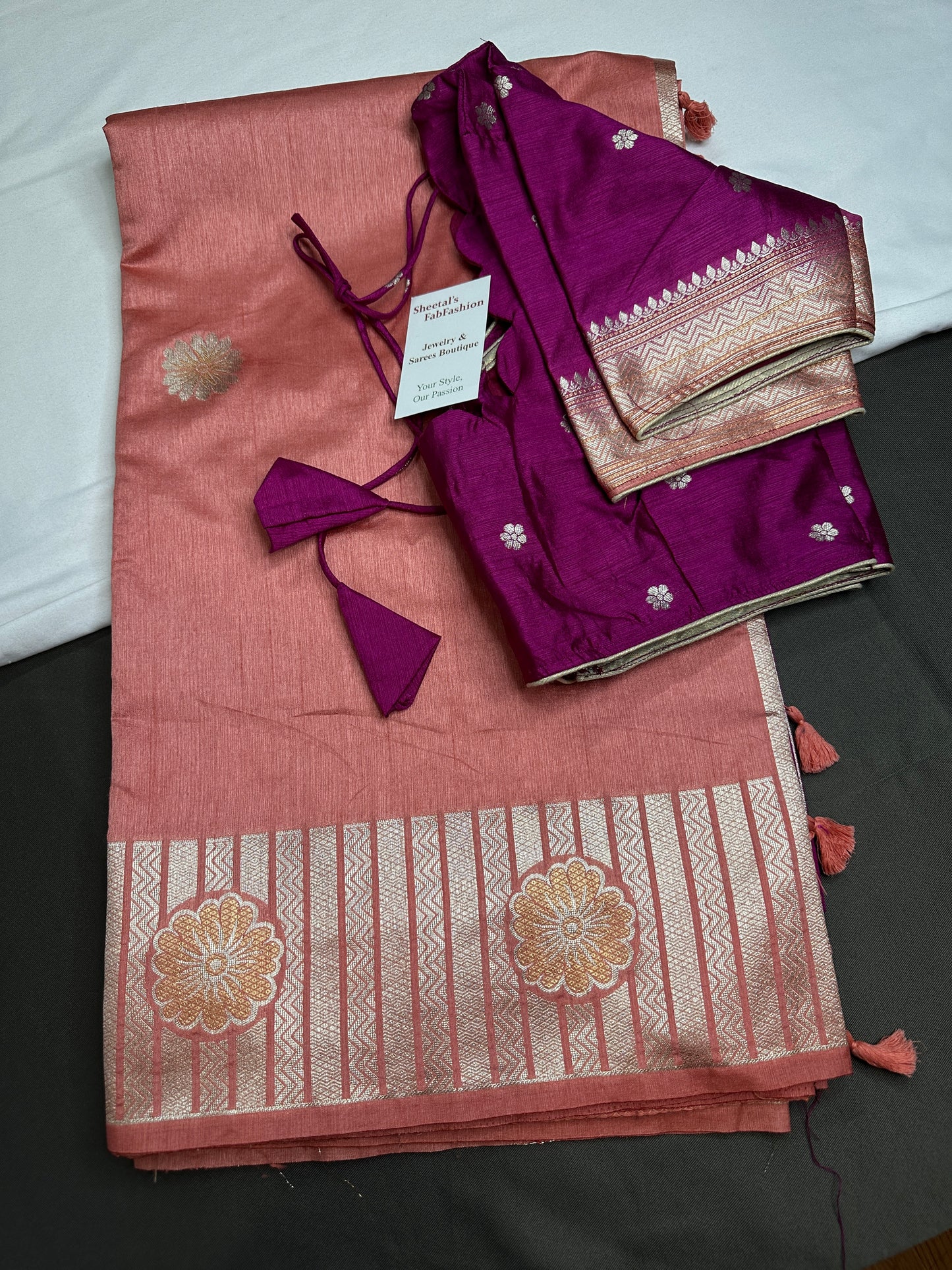 Raw Mango Peach Pink Saree - 