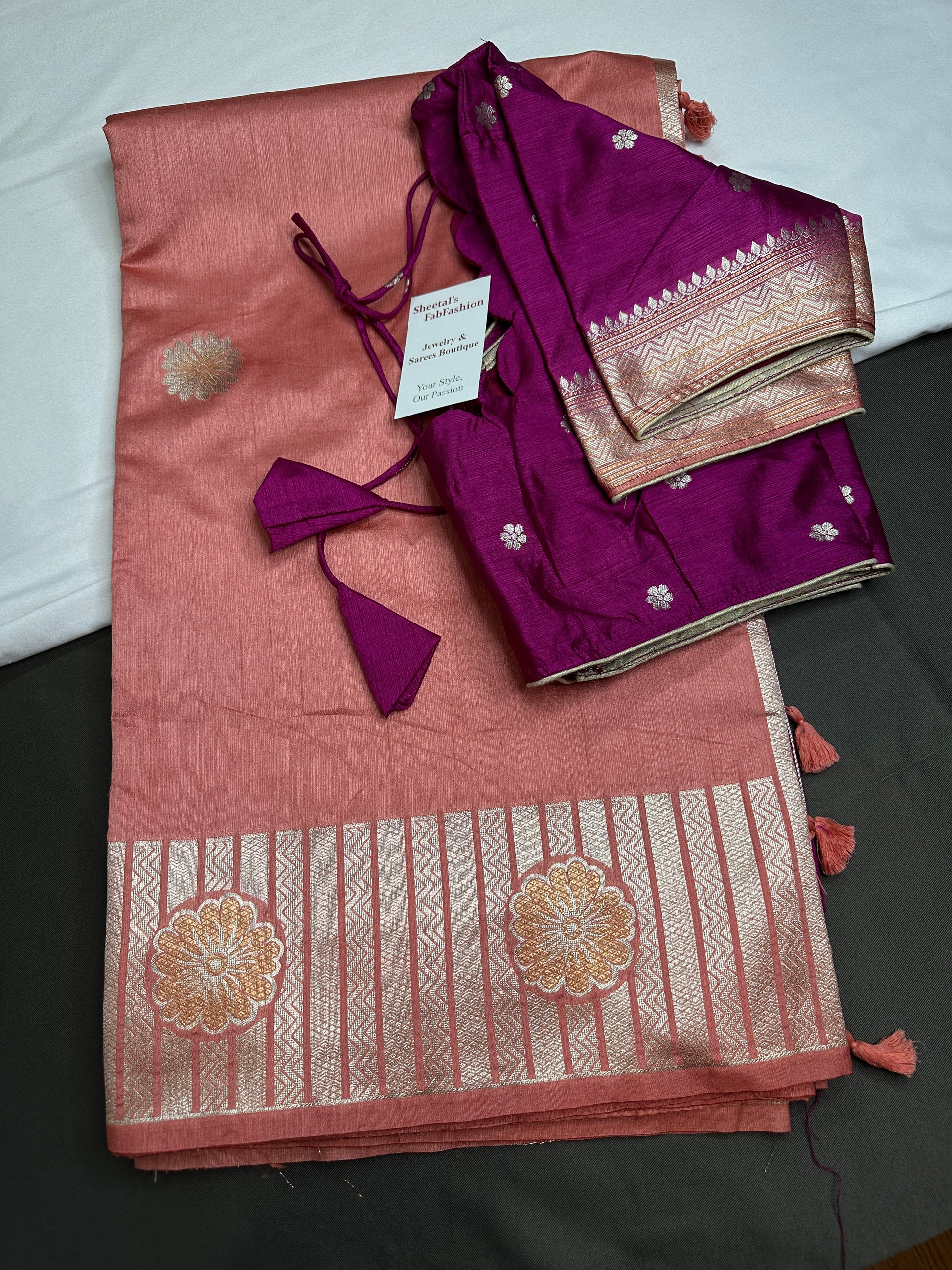 Raw Mango Peach Pink Saree - 