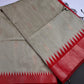 Beige Red Khadi Silk Saree