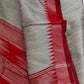 Beige Red Khadi Silk Saree