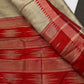 Beige Red Khadi Silk Saree