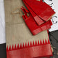 Beige Red Khadi Silk Saree