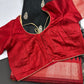 Black Red Khadi Silk Saree