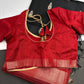 Black Red Khadi Silk Saree