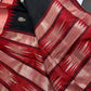 Black Red Khadi Silk Saree