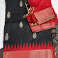 Black Red Khadi Silk Saree