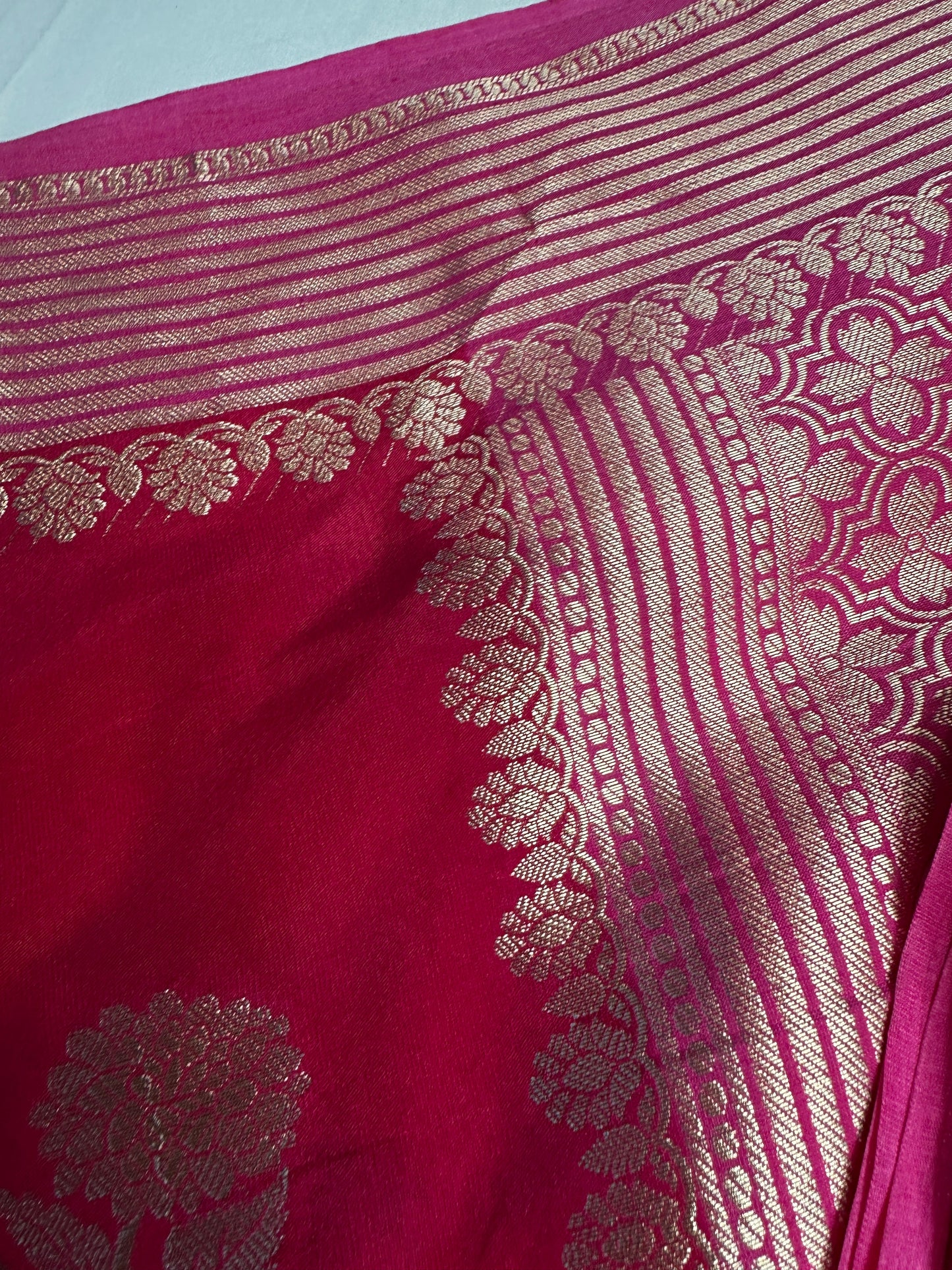 Raw Mango Silk Pink Floral Zari Saree