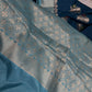 Raw Mango Silk Blue Floral Zari Saree