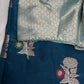 Raw Mango Silk Blue Floral Zari Saree