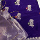 Raw Mango Silk Purple Floral Zari Saree