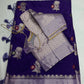 Raw Mango Silk Purple Floral Zari Saree