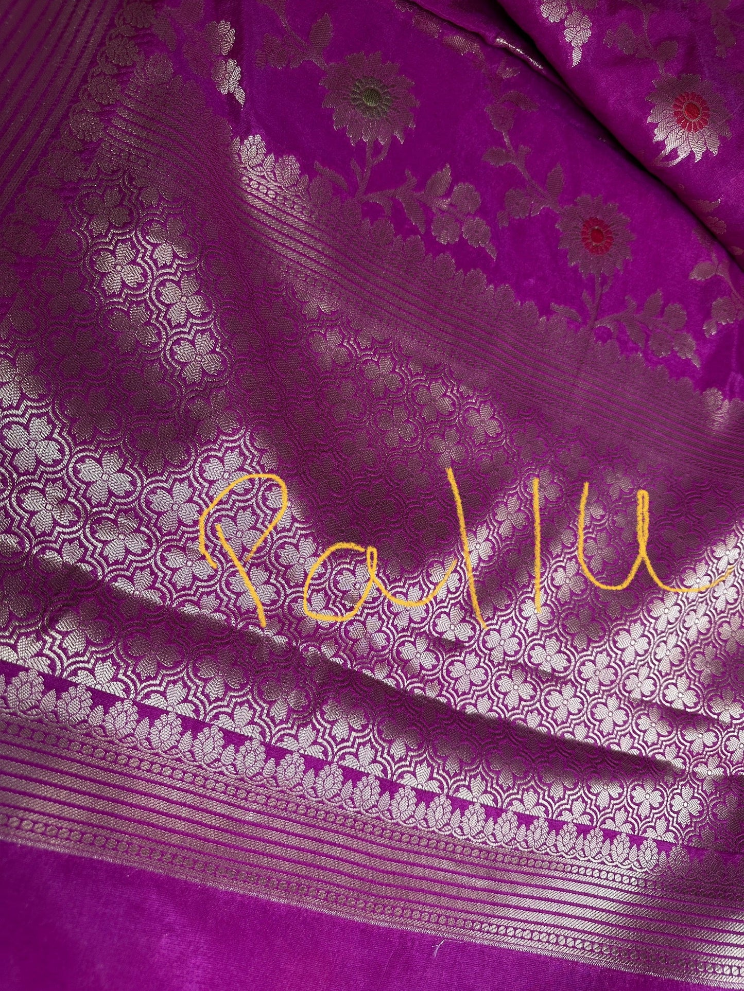 Raw Mango Silk Pink Floral Zari Saree
