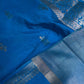 Raw Mango Silk Blue Silver Zari Saree