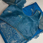 Raw Mango Silk Blue Silver Zari Saree