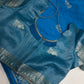 Raw Mango Silk Blue Silver Zari Saree