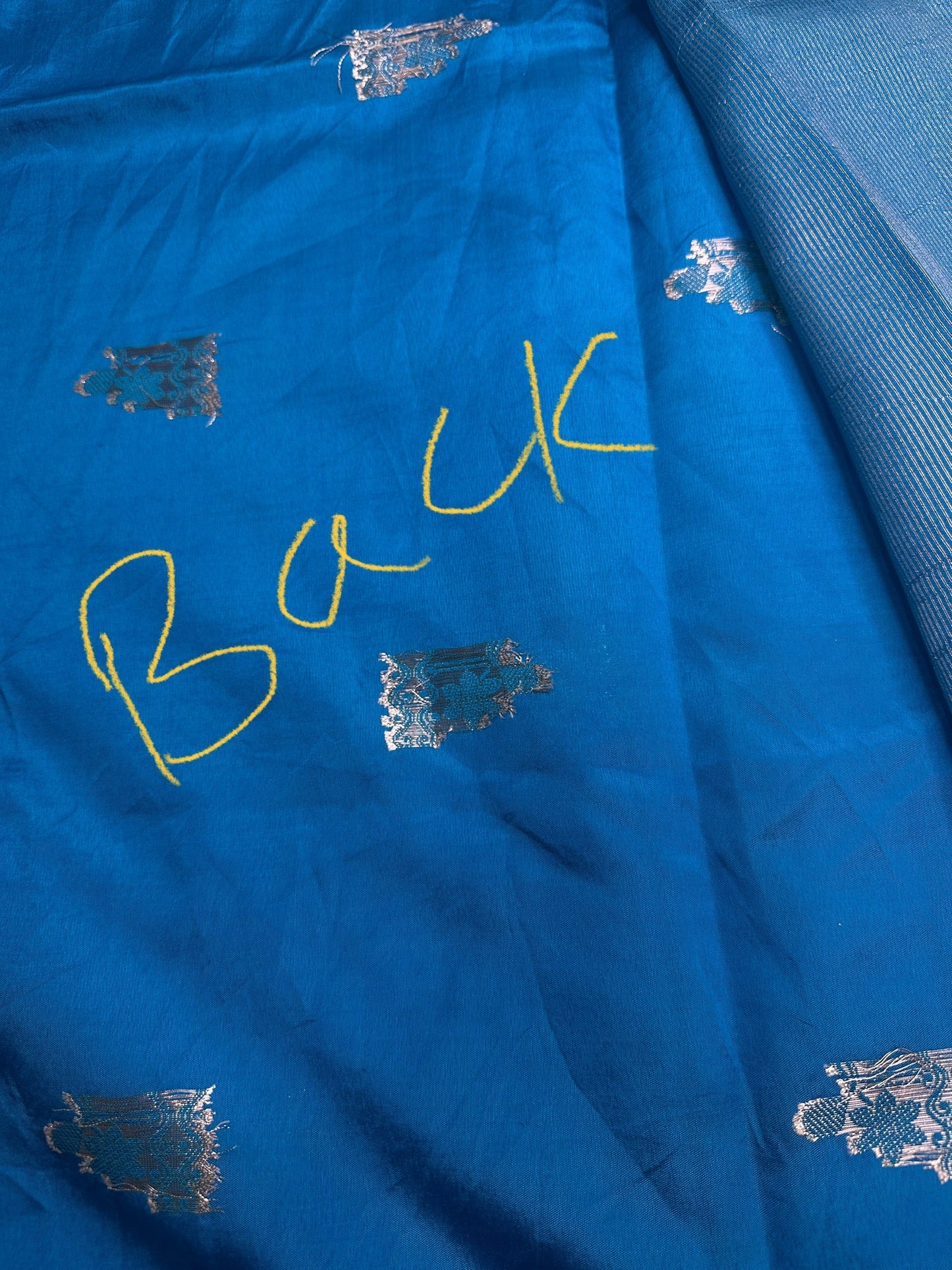 Raw Mango Silk Blue Silver Zari Saree