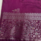 Raw Mango Silk Magenta Silver Zari Saree