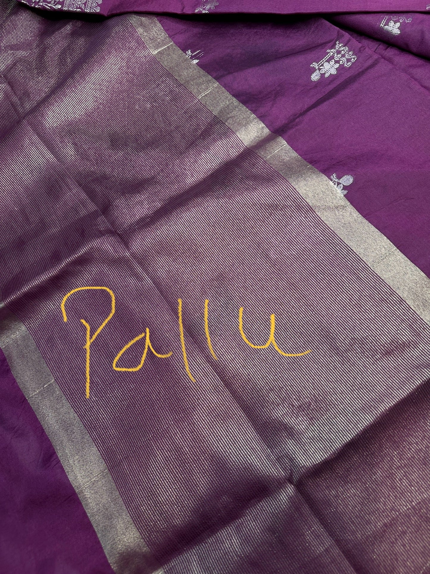 Raw Mango Silk Magenta Silver Zari Saree
