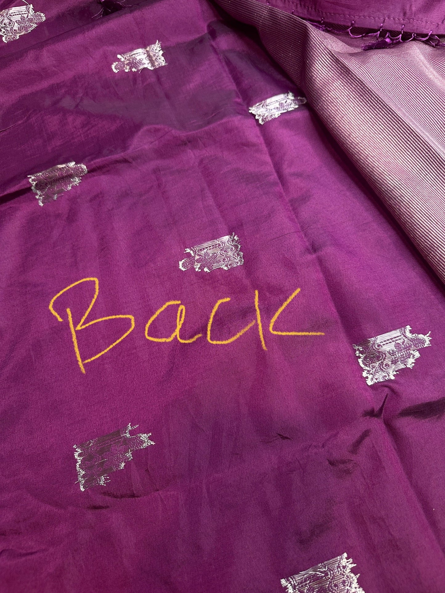 Raw Mango Silk Magenta Silver Zari Saree