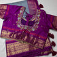 Semi Gadwal Silk Grey Purple Saree