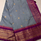 Semi Gadwal Silk Grey Purple Saree