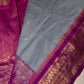 Semi Gadwal Silk Grey Purple Saree