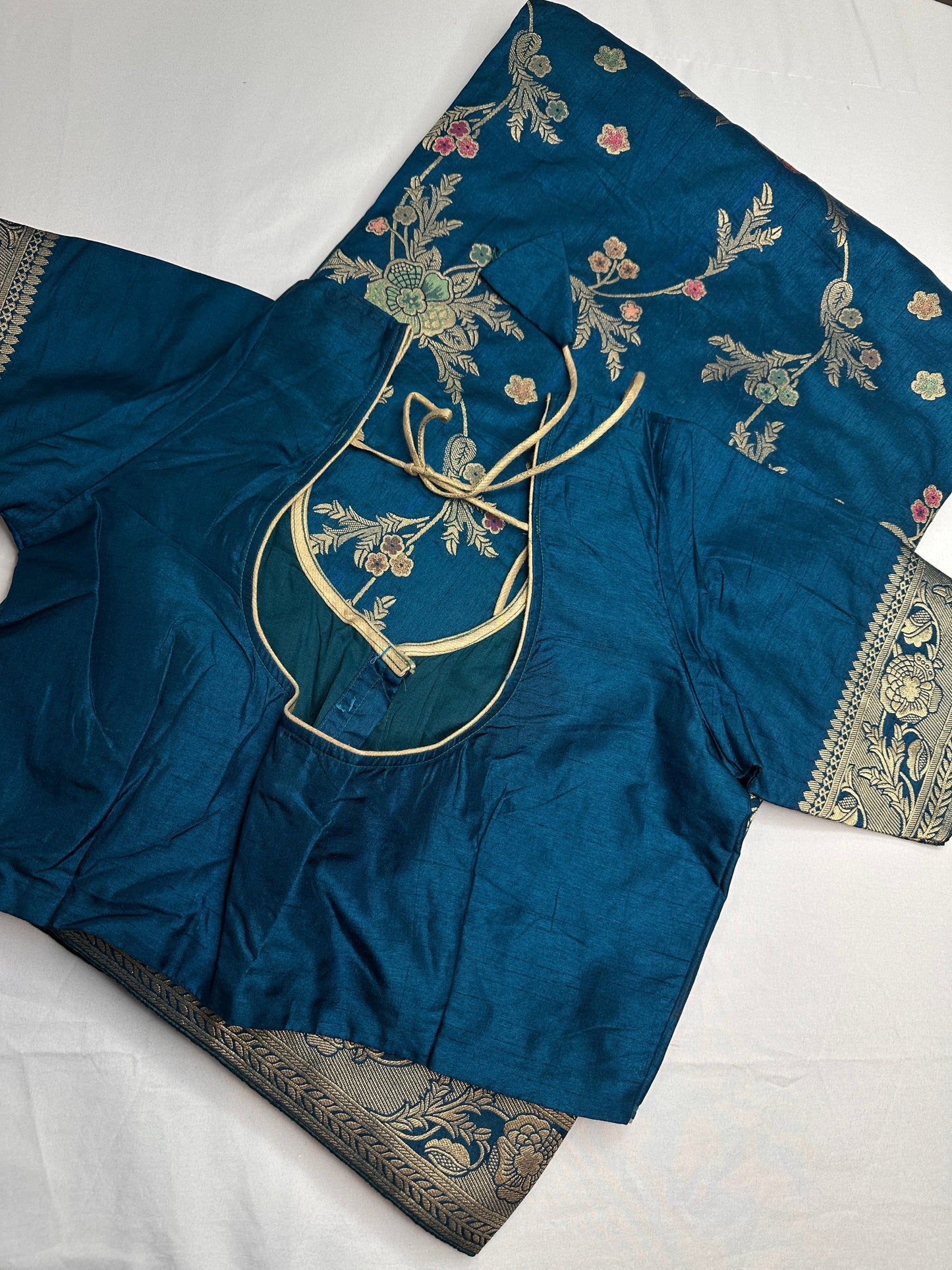 Munga Silk Teal Blue Saree