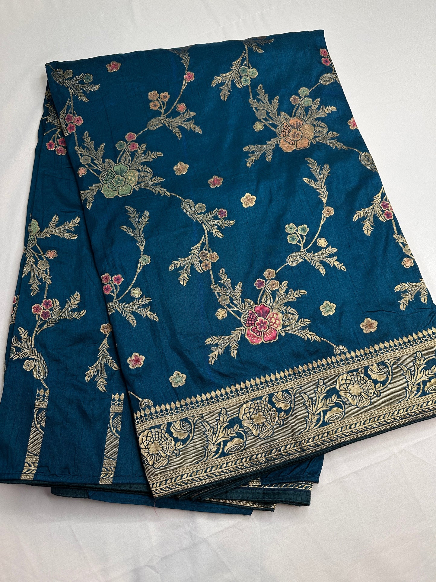 Munga Silk Teal Blue Saree