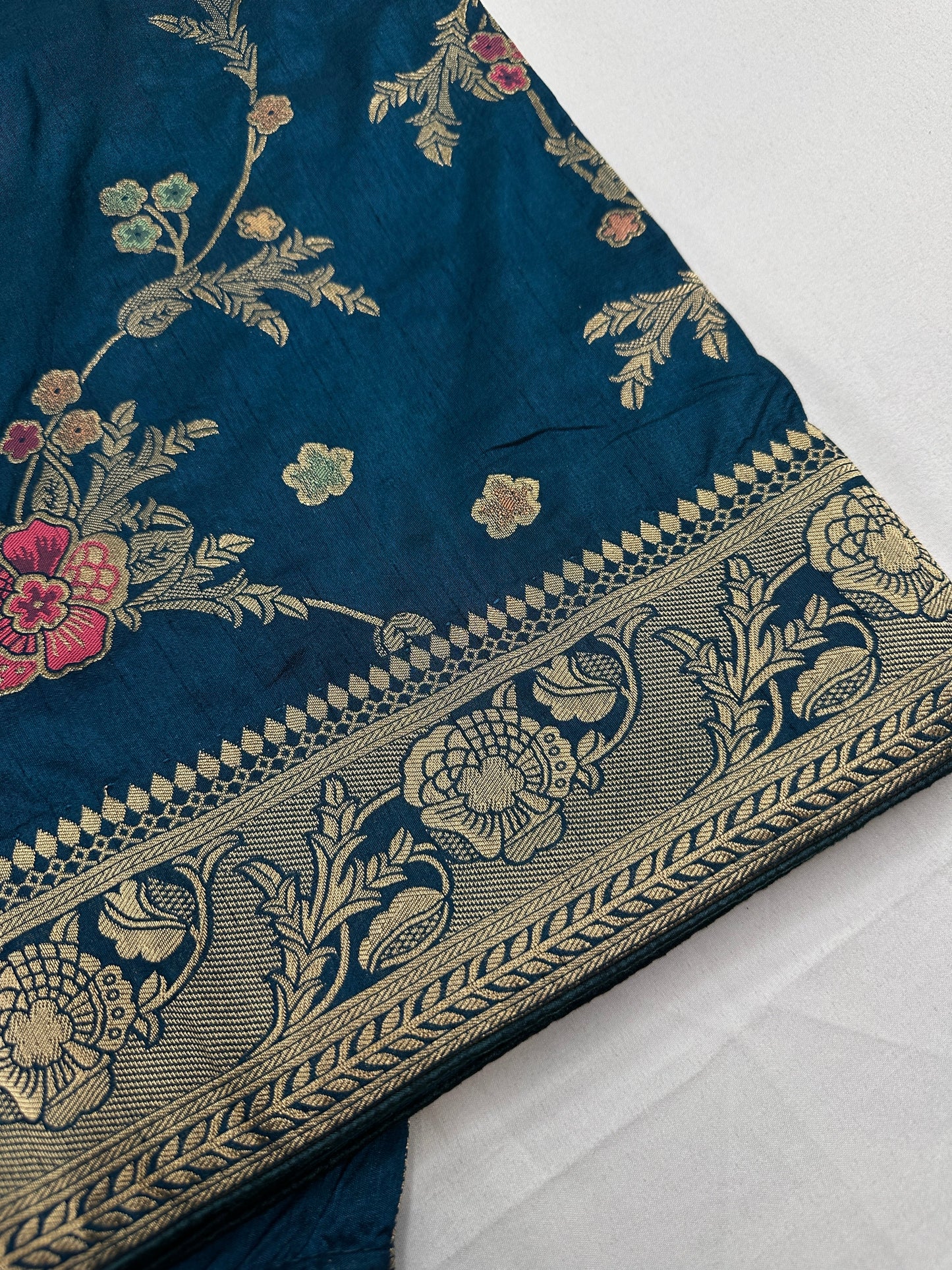 Munga Silk Teal Blue Saree