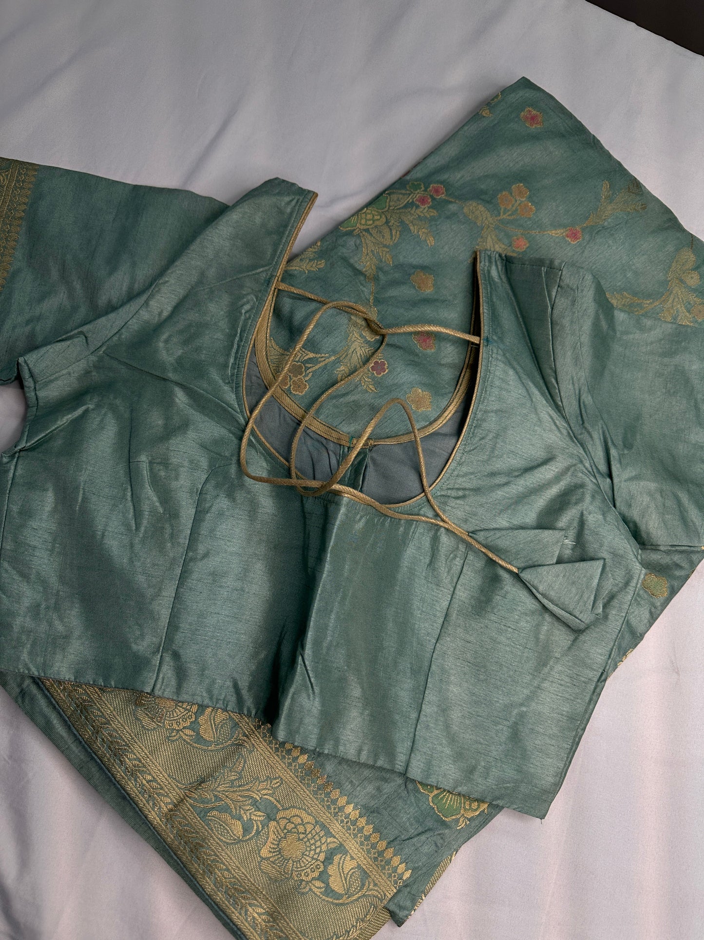 Munga Silk Teal Blue Saree