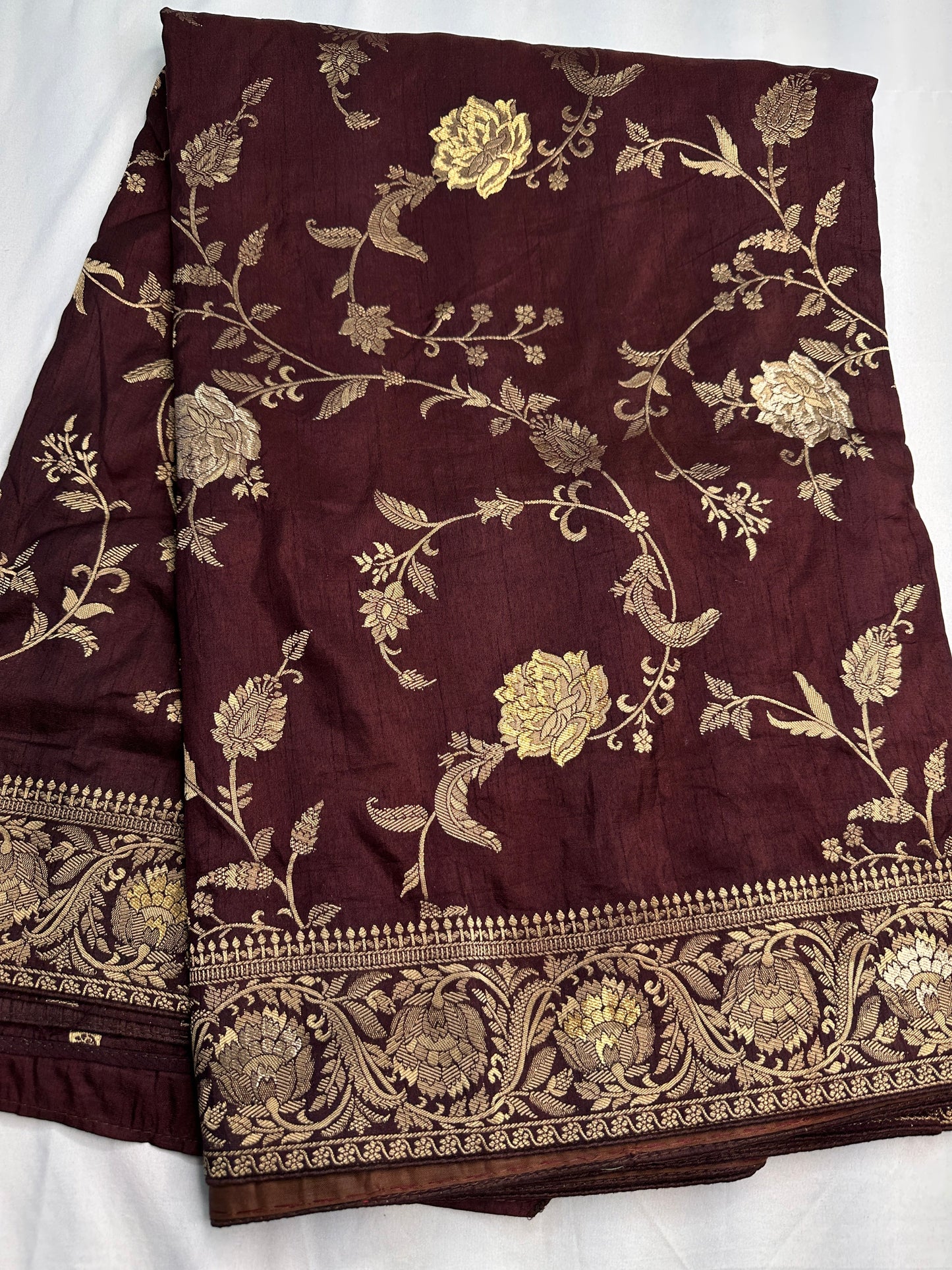 Munga Silk Brown Zari Weaving Saree