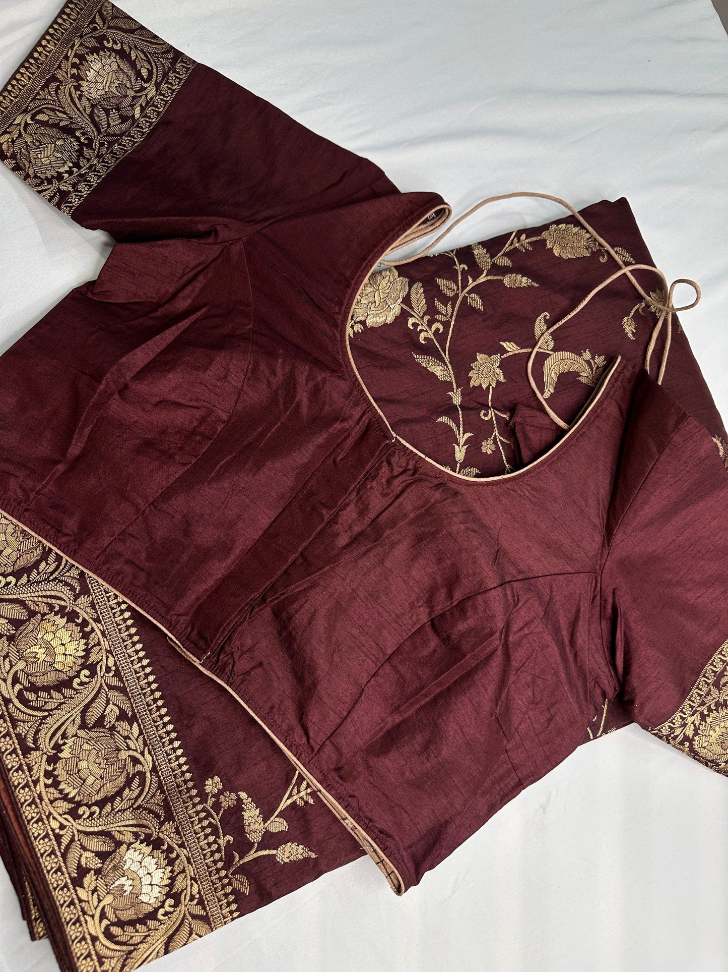 Munga Silk Brown Zari Weaving Saree