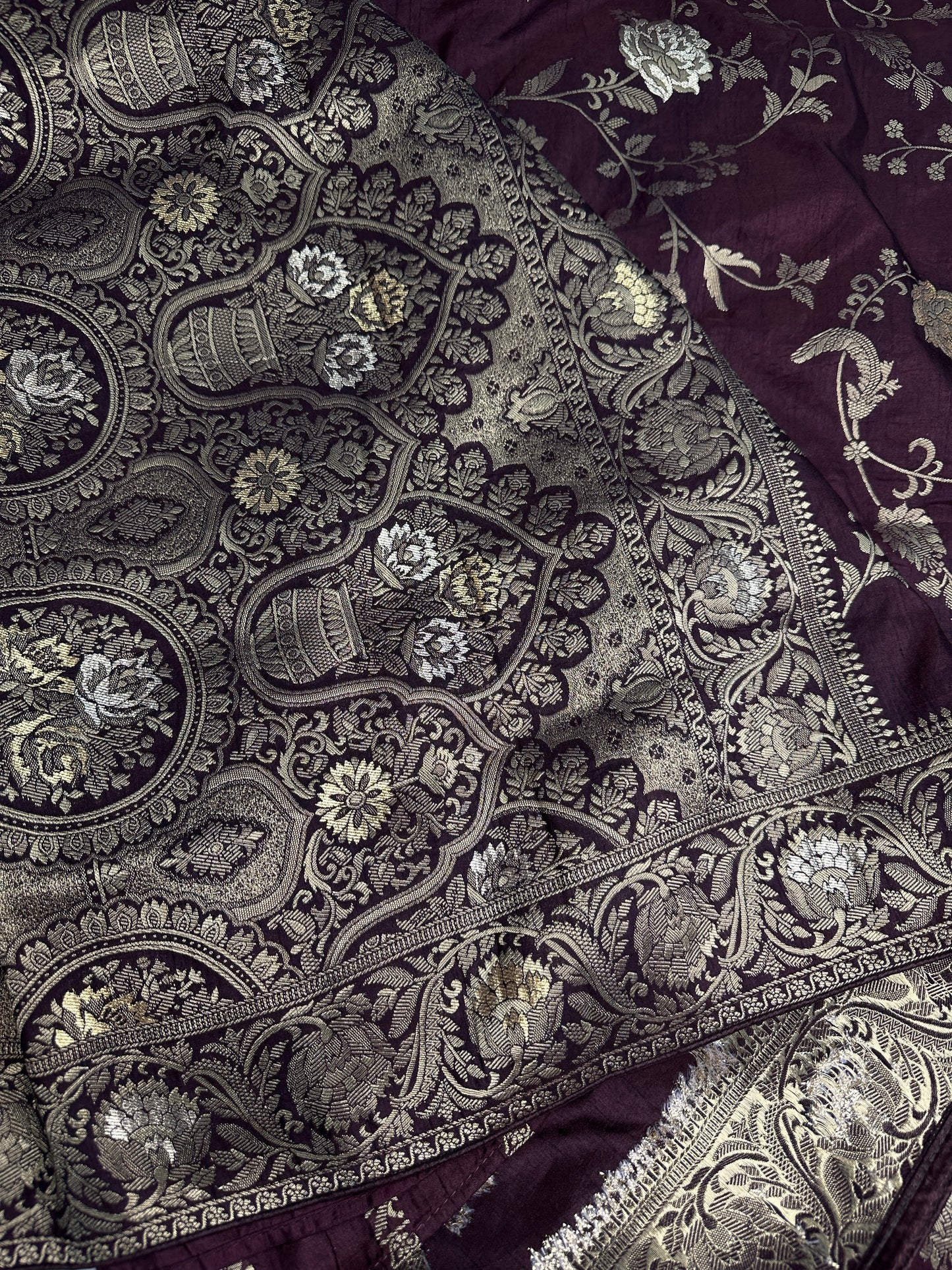 Munga Silk Brown Zari Weaving Saree