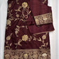 Munga Silk Brown Zari Weaving Saree