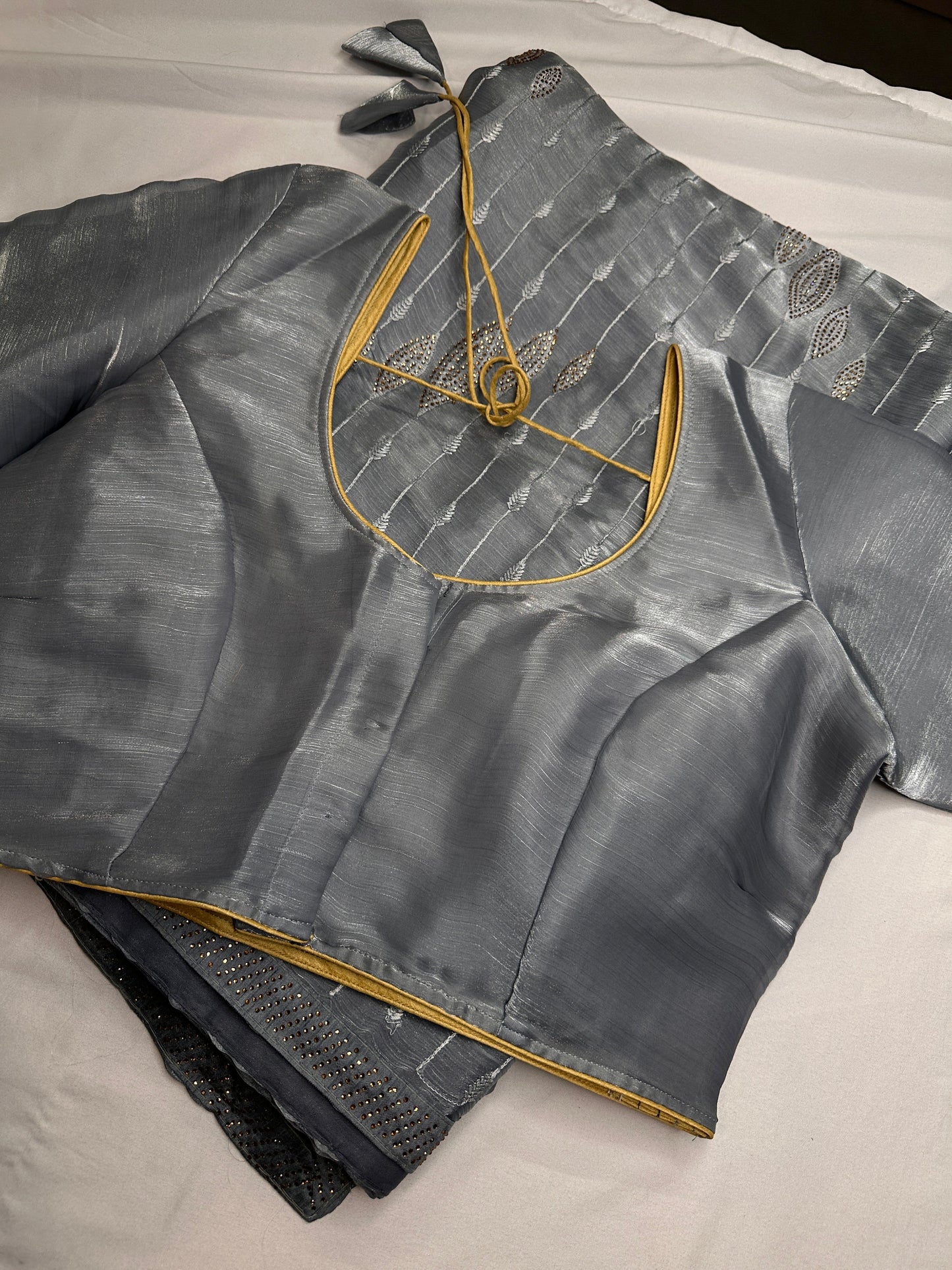 Gray Tissue Work Party Wear Saree