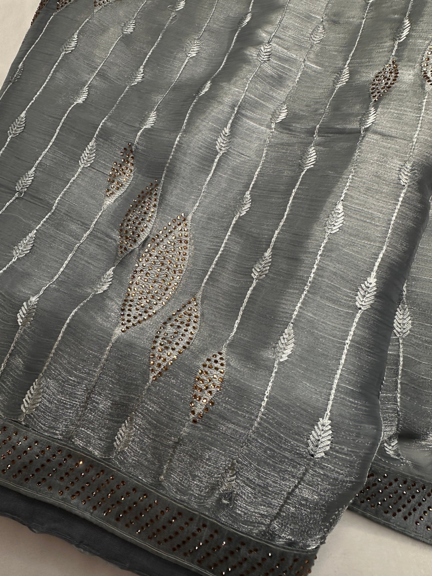 Gray Tissue Work Party Wear Saree