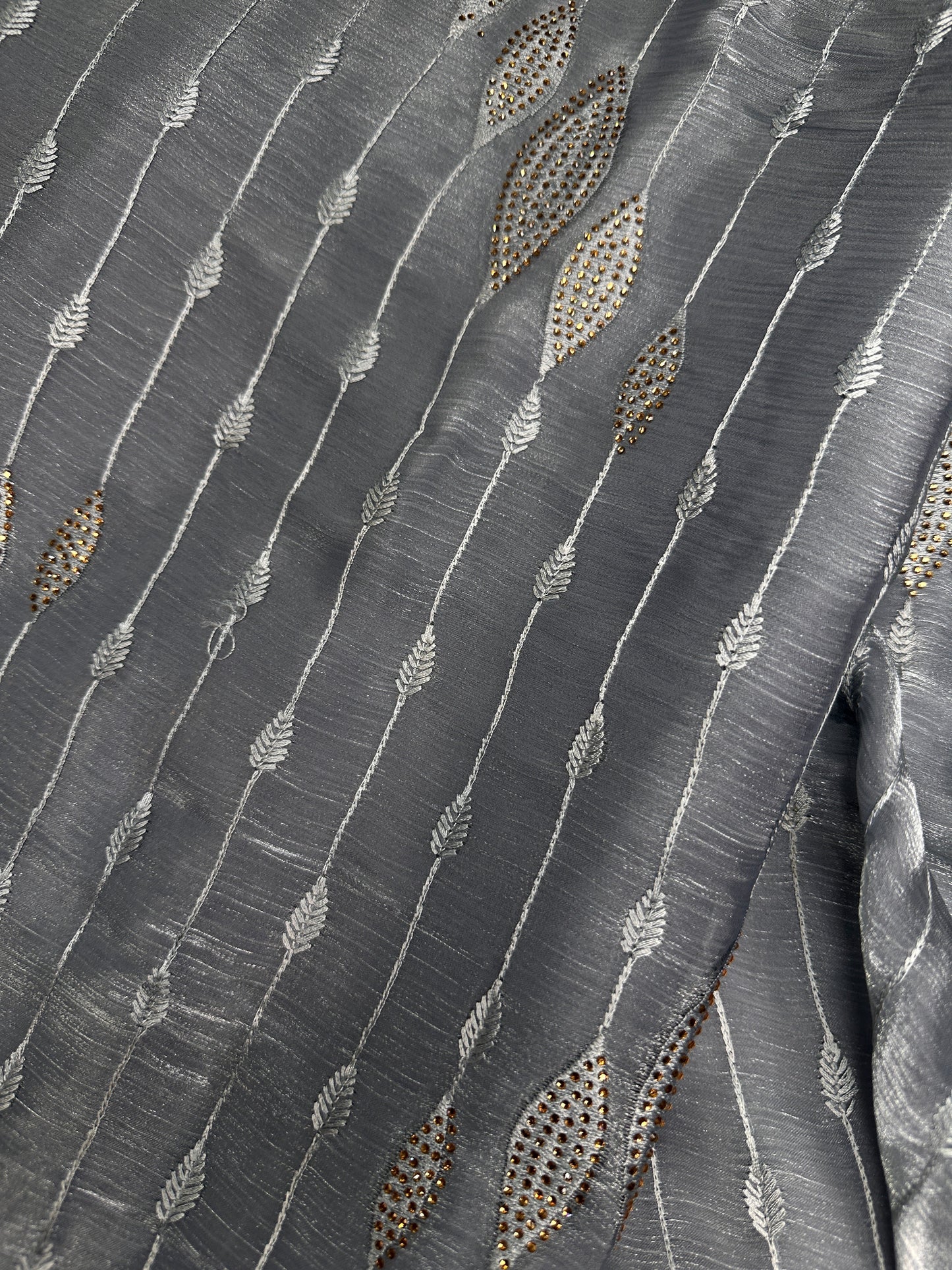 Gray Tissue Work Party Wear Saree