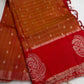 Mustard Yellow Red Semi Uppada Silk Butta Saree