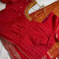 Mustard Yellow Red Semi Uppada Silk Butta Saree