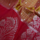 Mustard Yellow Red Semi Uppada Silk Butta Saree
