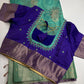 Green Blue Semi Uppada Silk Butta Saree