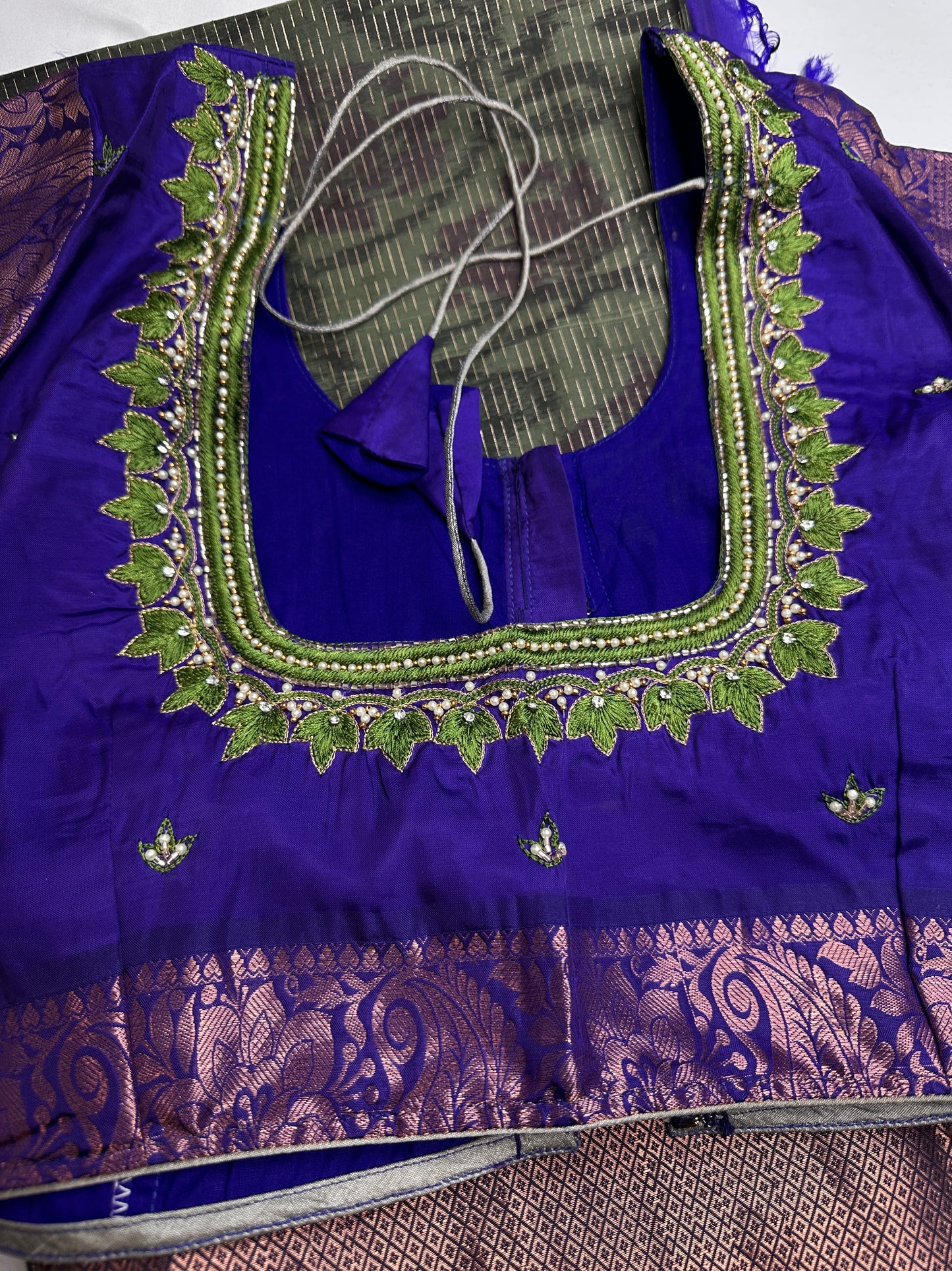 Green Blue Kanchi Border Silk Saree