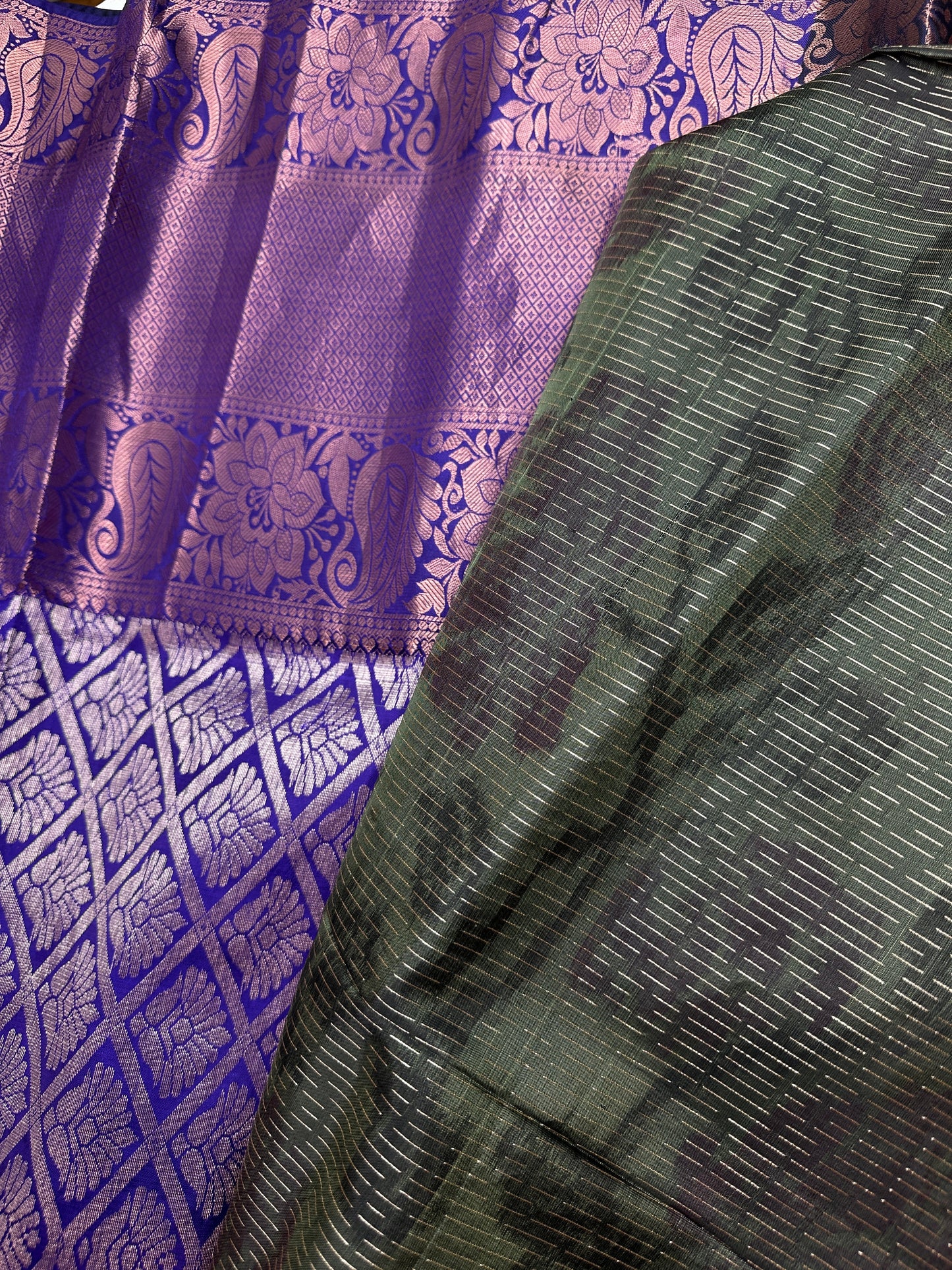 Green Blue Kanchi Border Silk Saree